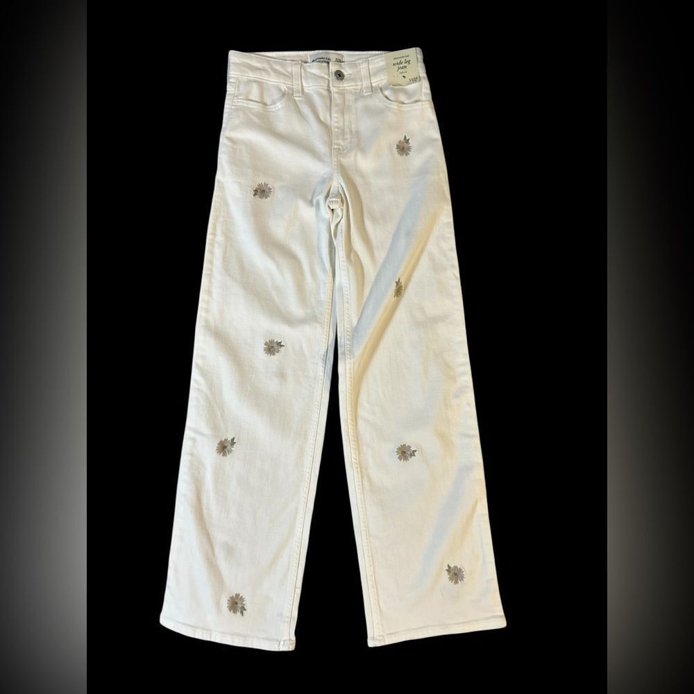 NWT Abercrombie kids White High-Rise Wide Leg Jeans Size 11/12